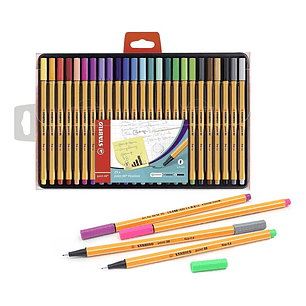 SET 25 TIRALÍNEAS STABILO POINT 88 - 0,4 MM COLORES SURTIDOS