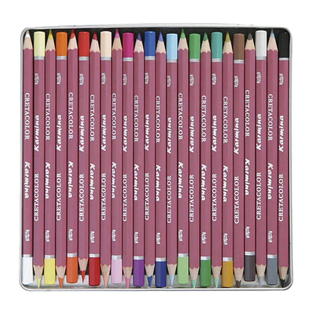 Caja Metalica Lápices Karmina Cretacolor 24 Colores  2