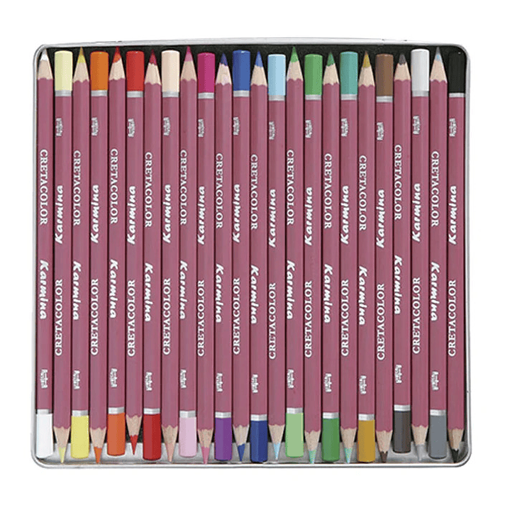 Caja Metalica Lápices Karmina Cretacolor 24 Colores  2
