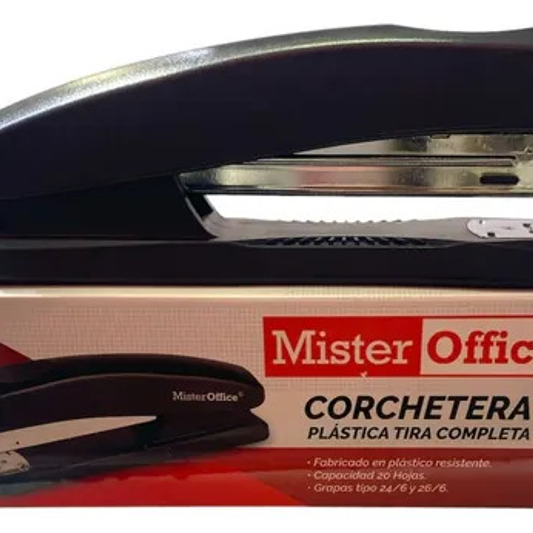 Corchetera Metálica Mediana 20 Hojas Mister Office Color Negro 2