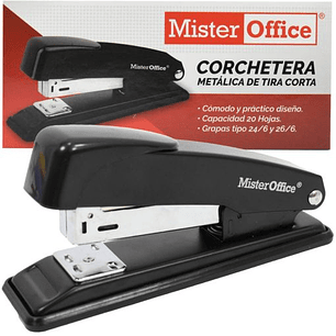 Corchetera Metálica De Tira Corta Negra Mister Office