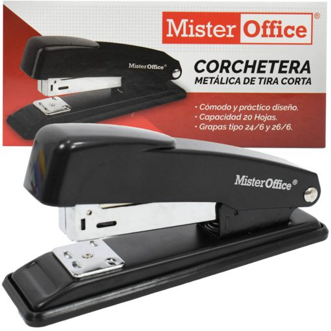 Corchetera Metálica De Tira Corta Negra Mister Office 1