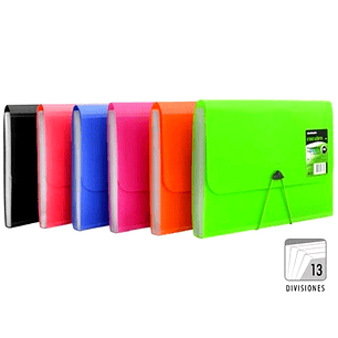 CARPETA CON FUELLE 13 POSICIONES COLOR FLUOR SURTIDO