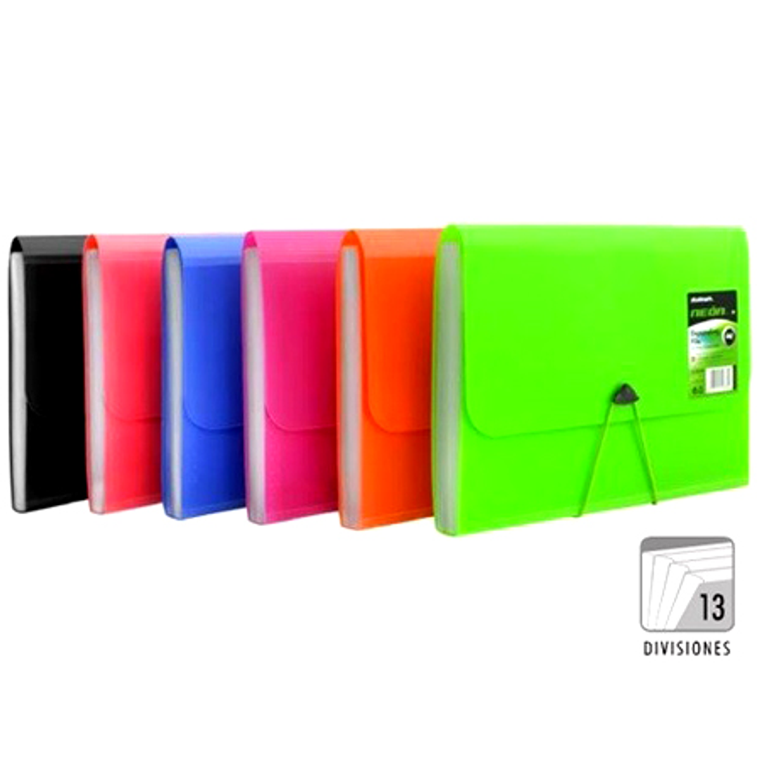 CARPETA CON FUELLE 13 POSICIONES COLOR FLUOR SURTIDO 1