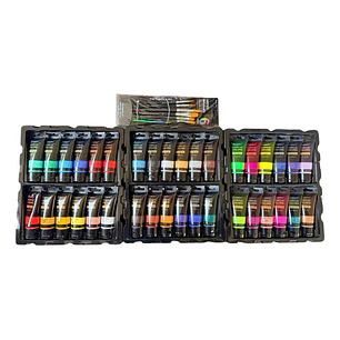 Set Acrílicos Giorgione 42 Piezas Semimate Cartón Madera Papel Lienzo