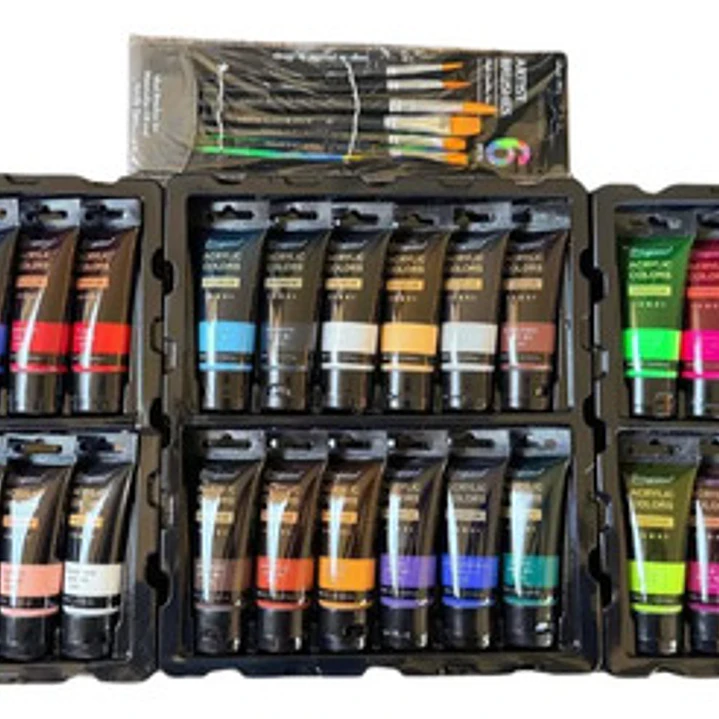 Set Acrílicos Giorgione 42 Piezas Semimate Cartón Madera Papel Lienzo 2