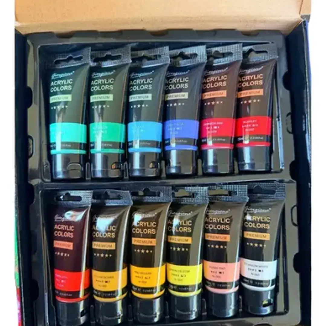 Set Acrílicos Giorgione 42 Piezas Semimate Cartón Madera Papel Lienzo 4