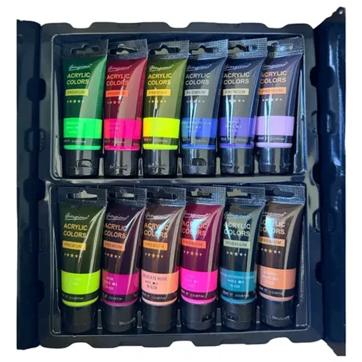 Set Acrílicos Giorgione 42 Piezas Semimate Cartón Madera Papel Lienzo 6