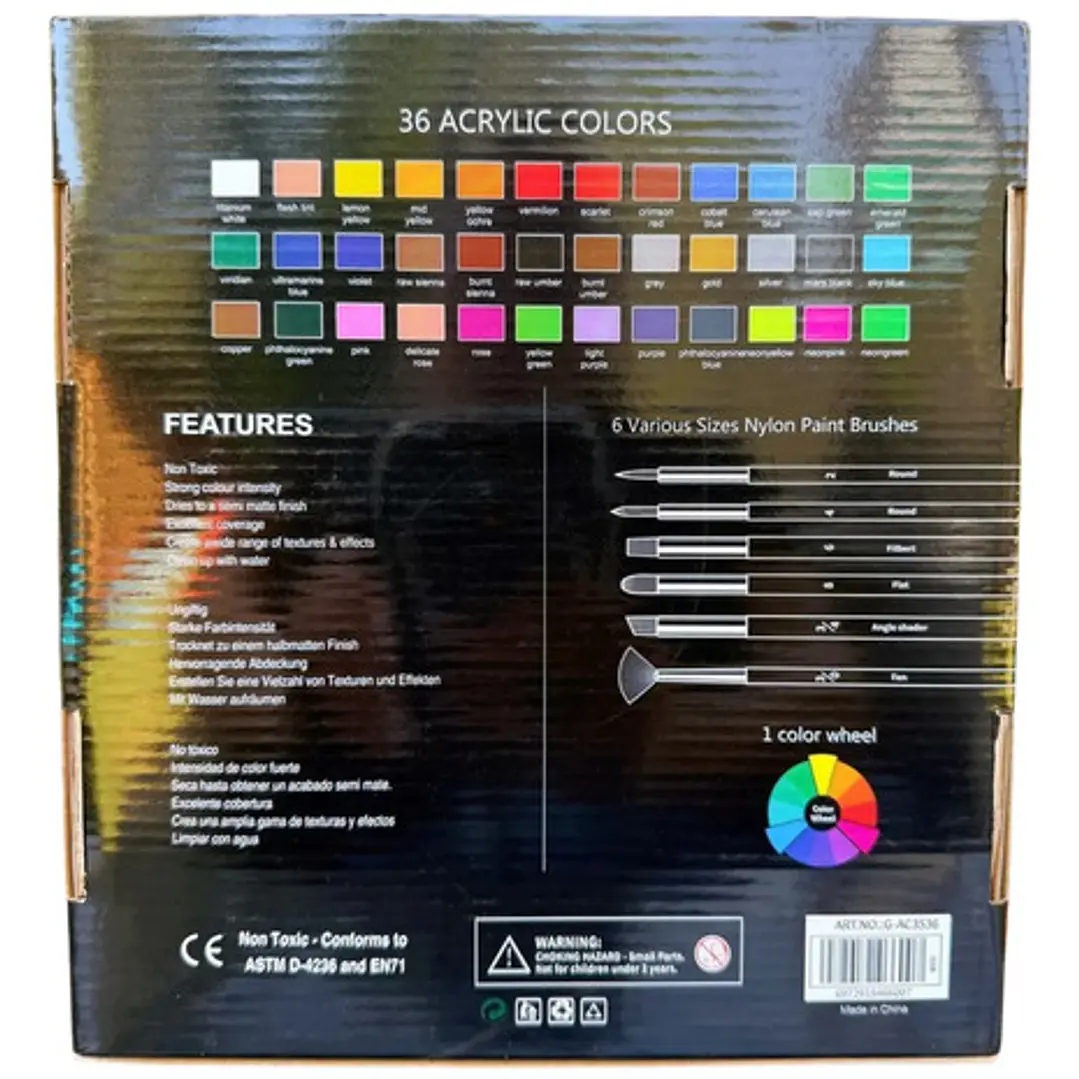 Set Acrílicos Giorgione 42 Piezas Semimate Cartón Madera Papel Lienzo 7