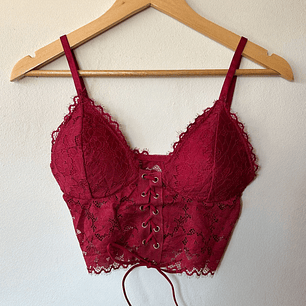 Bustier de encaje burdeo