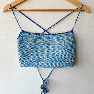 Lace up crop top celeste - Yyang