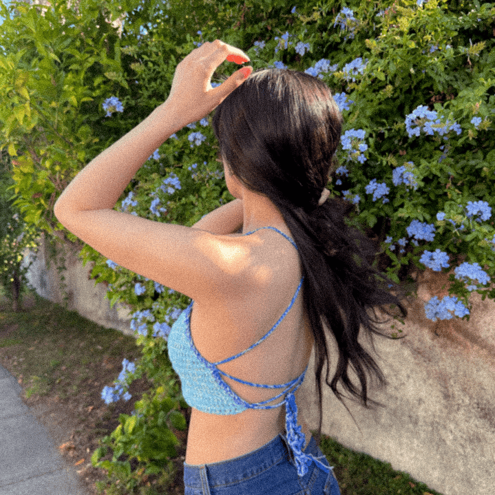 Lace up crop top celeste - Yyang 3