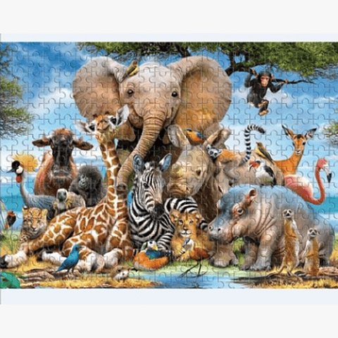 Puzzles 1000 piezas - Animales del Africa posando para una foto