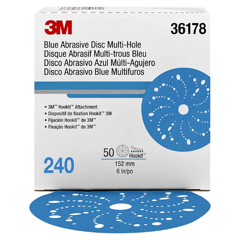 P240 DISCO 6" LIJA HOOKIT BLUE 36178 3M CAJA 50 UN     