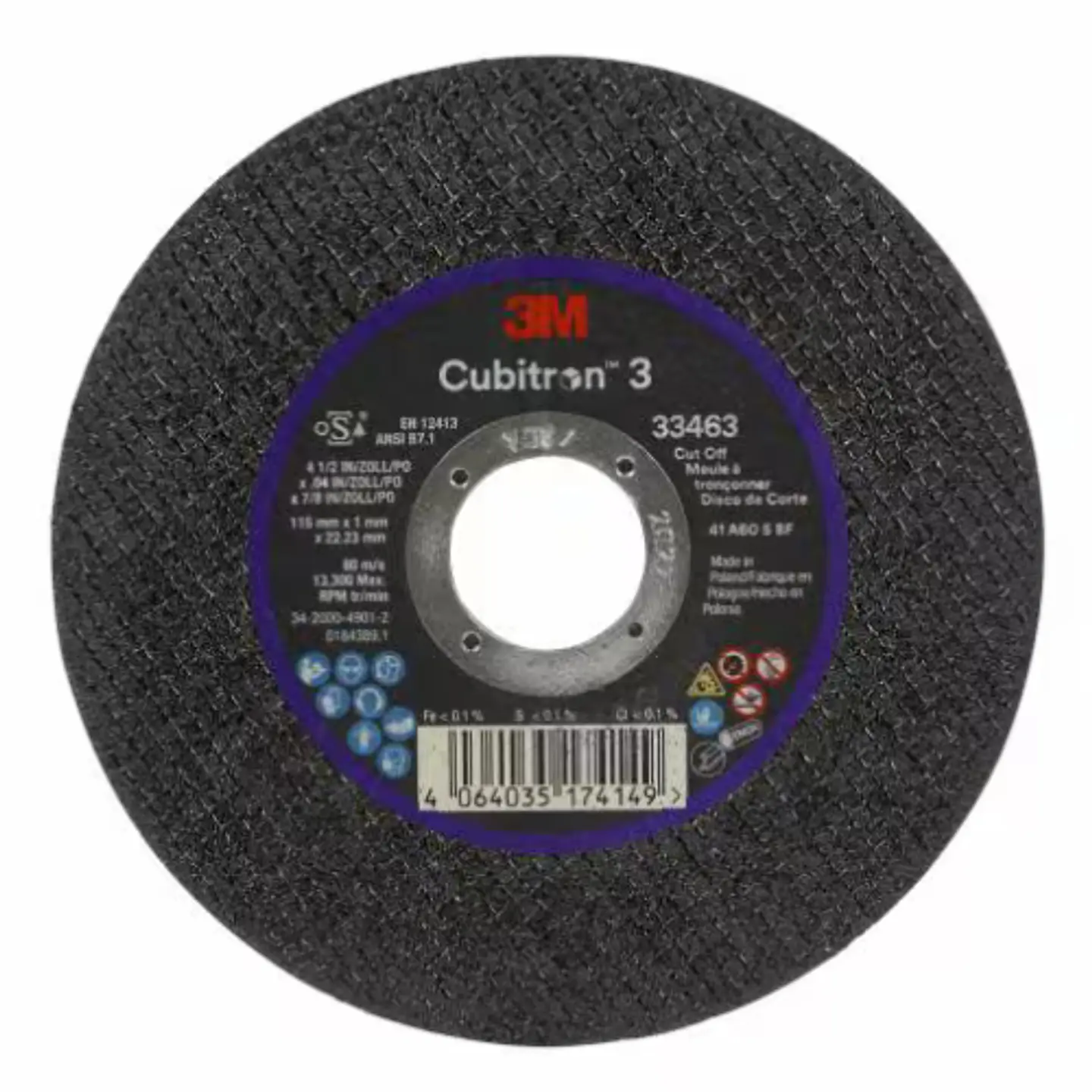 33463 DISCO DE CORTE CUBITRON 3 4.5X0.04X7/8 3M    1