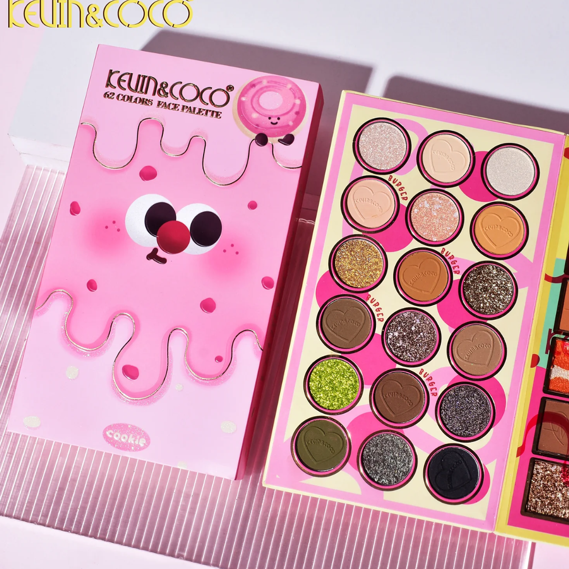 PALETA DE MAQUILLAJE DE 62 COLORES DE YUMMY BURGER  1