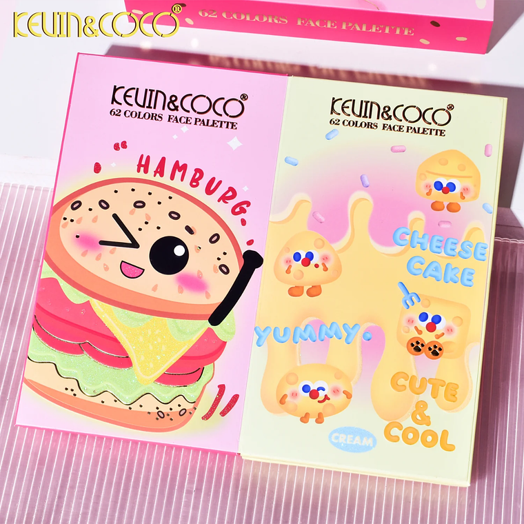 PALETA DE MAQUILLAJE DE 62 COLORES DE YUMMY BURGER  5