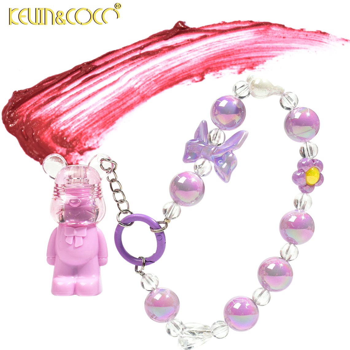 LABIAL ATERCIOPELADO DE OSITO CON CADENA  3