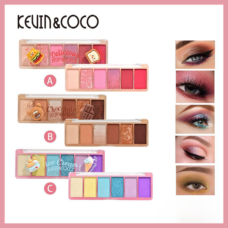  SOMBRA DE OJOS FOOD FUN DE 6 COLORES (SOMBRA DE OJOS MATE PERLADO)  1