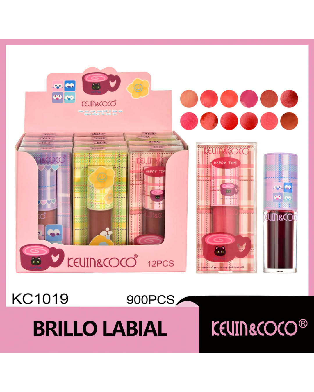   BRILLO DE LABIOS DE CAFE A CUADROS INDIVIDUALES  