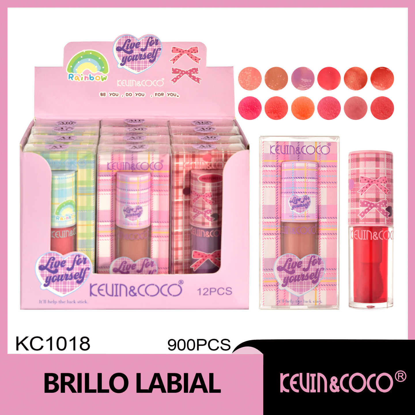 Brillo de labios de café a cuadros individuales 