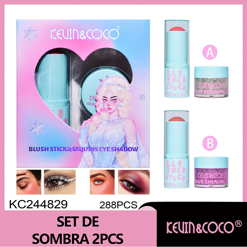 Rubor en barra + sombra de ojos con brillo de la serie Snow Queen 