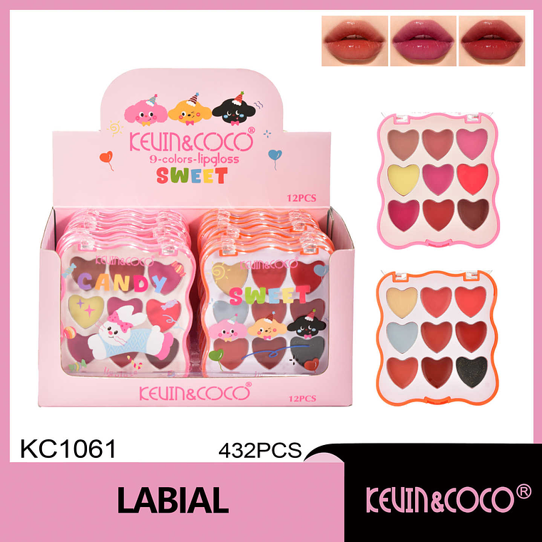 Paleta labial de 9 colores de animalitos 1