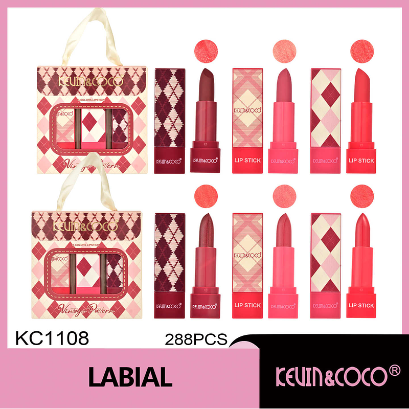   Paquete de tres labiales a cuadros 