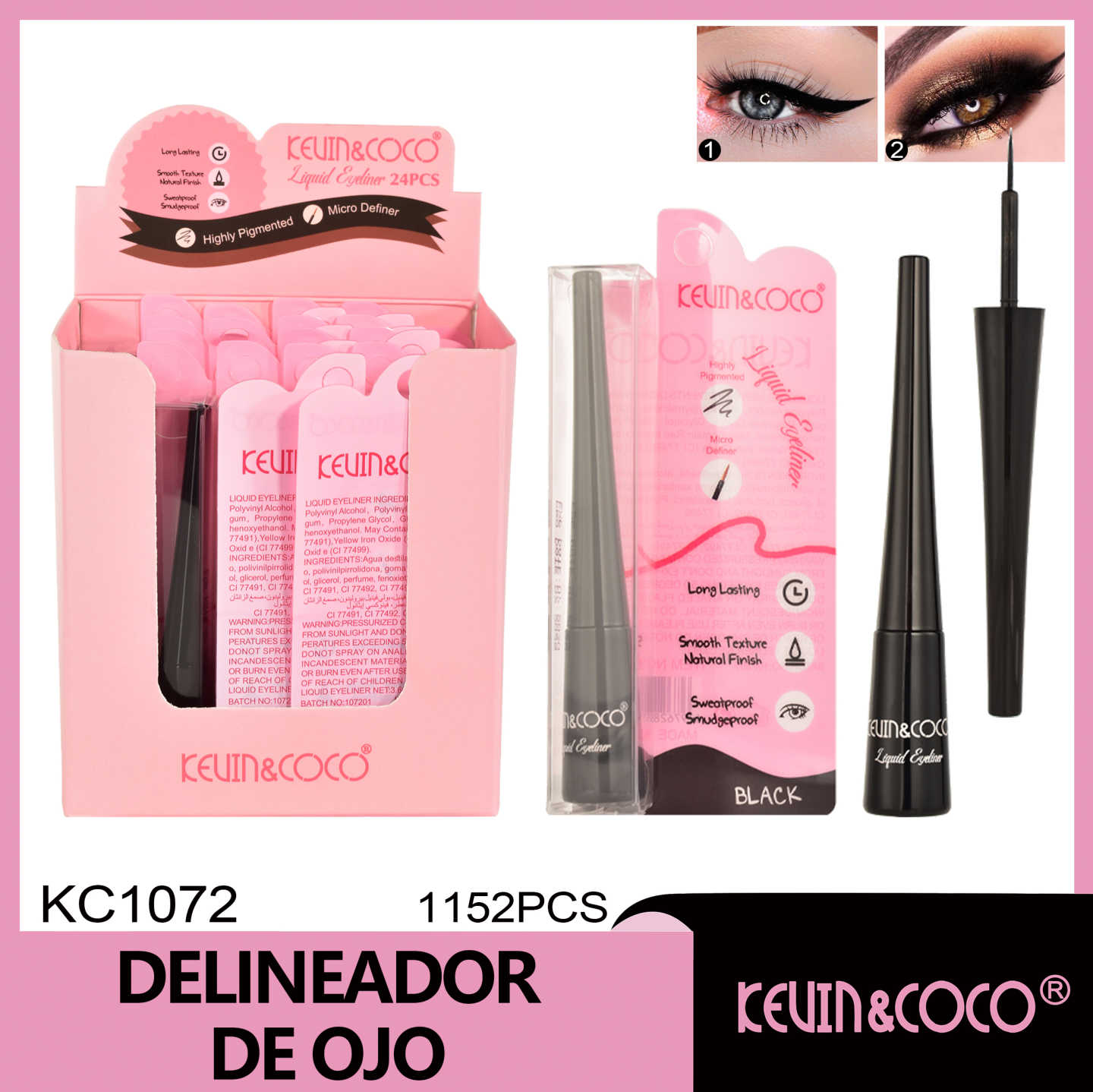    Delineador de ojos líquido Pleasant Color negro 