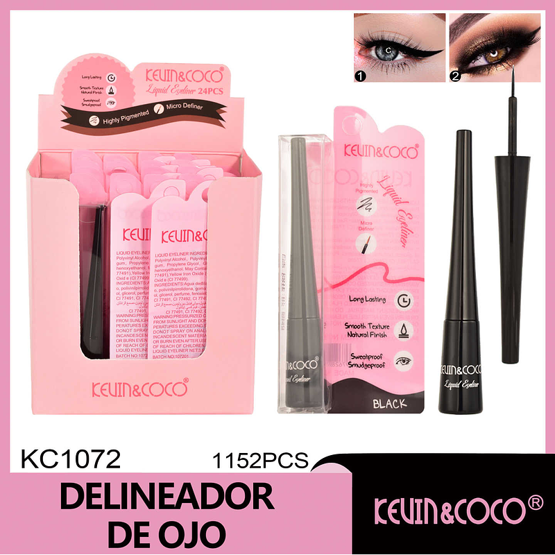    Delineador de ojos líquido Pleasant Color negro 