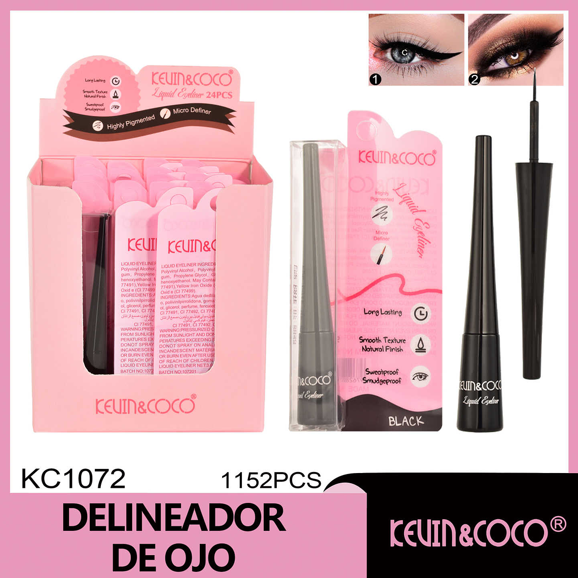    Delineador de ojos líquido Pleasant Color negro  1