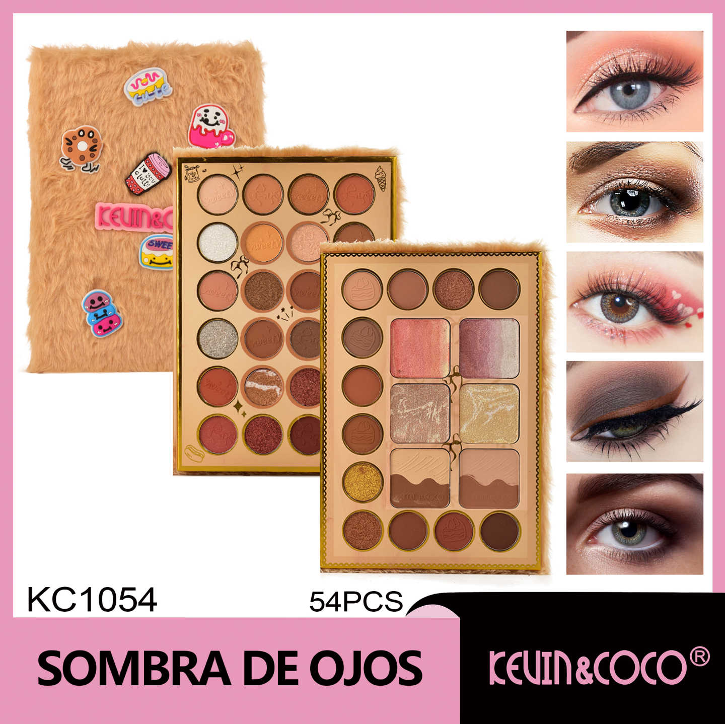   Paleta de 42 colores de cara de corazón esponjosa color café 