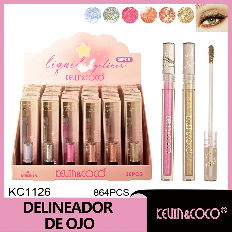  Delineador de ojos líquido Polvo de estrellas de oro roto 