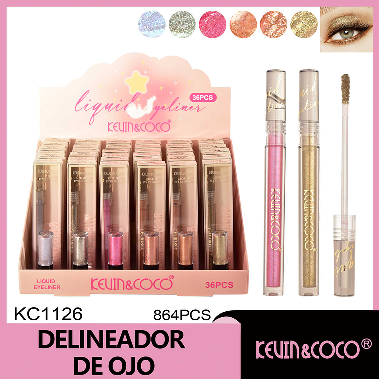  Delineador de ojos líquido Polvo de estrellas de oro roto  1