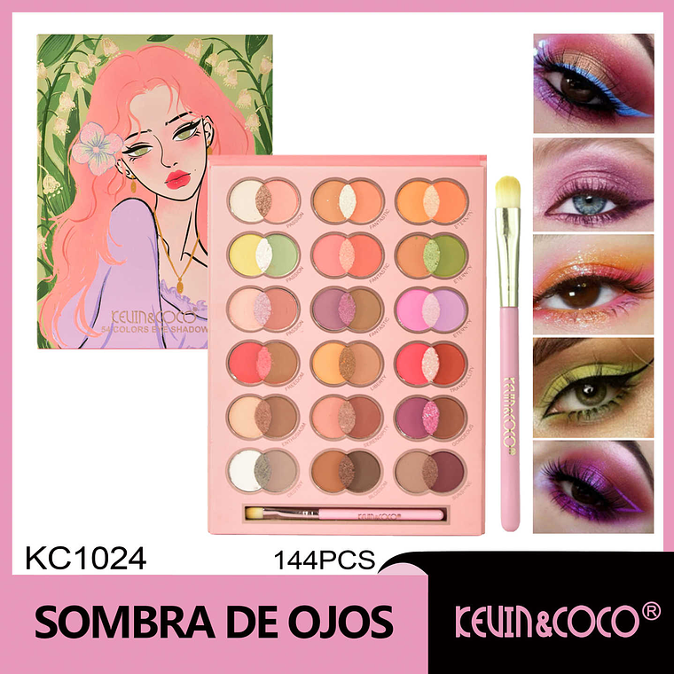   Sombra de ojos susurrante de campana de viento de 54 colores, belleza de cabello rosa  1