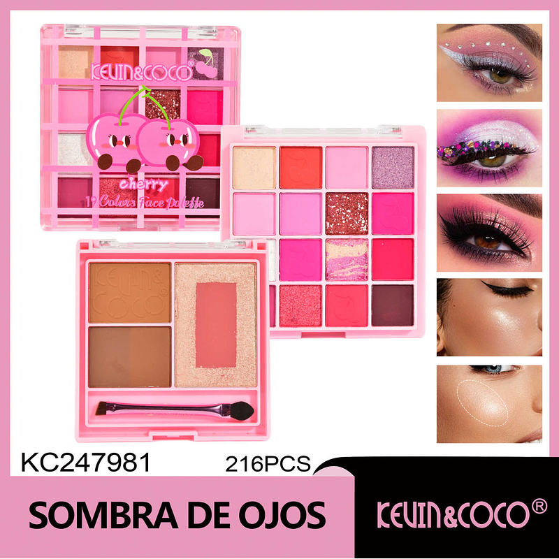   Set de maquillaje Fruit Paradise Cereza de 19 colores 