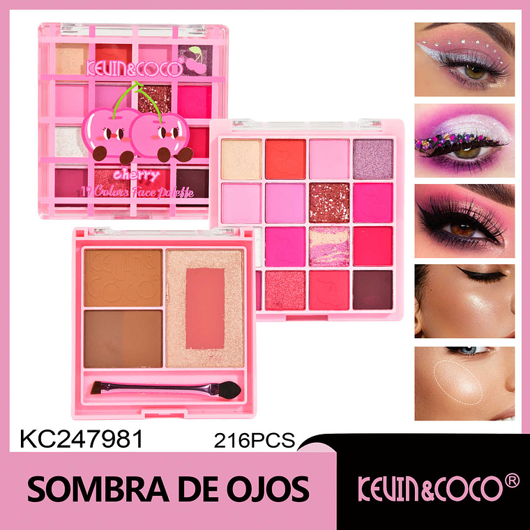   Set de maquillaje Fruit Paradise Cereza de 19 colores  1