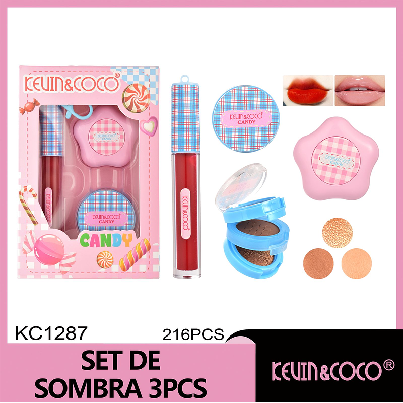   Set Ode (set de 3 piezas: sombra de ojos + brillo de labios) 