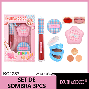   Set Ode (set de 3 piezas: sombra de ojos + brillo de labios) 