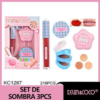   Set Ode (set de 3 piezas: sombra de ojos + brillo de labios) 