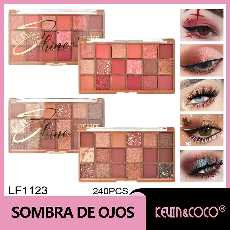   Paleta de sombras de ojos marrones con purpurina de 18 colores en estuche de plástico  1