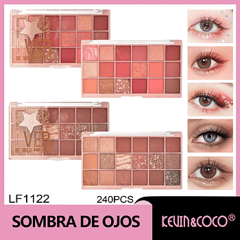  Paleta de sombras de ojos en caja de plástico con 18 colores de polvo de estrellas rosa 