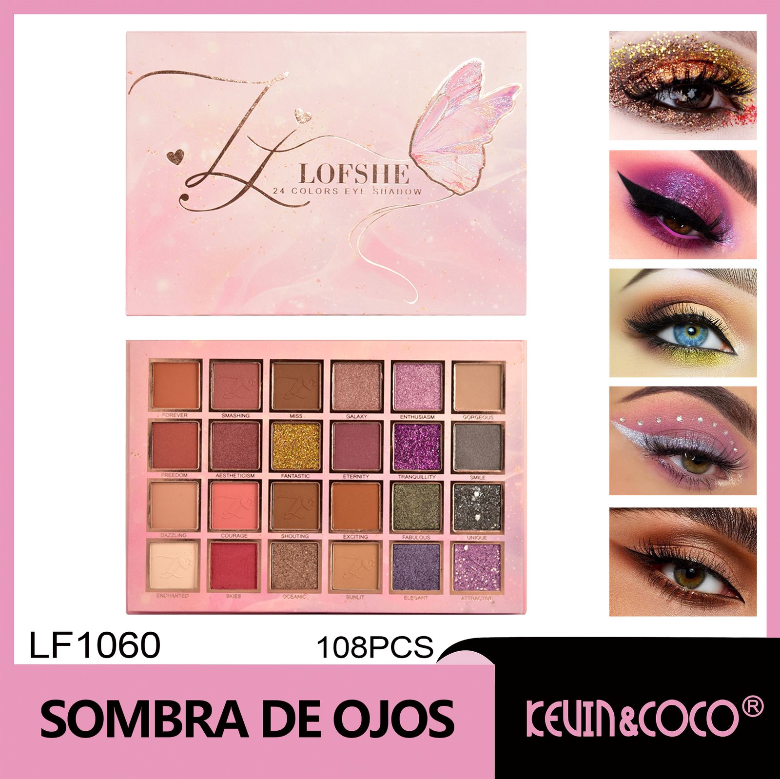  Paleta de sombras de ojos Dreamy Crystal Butterfly de 24 colores 