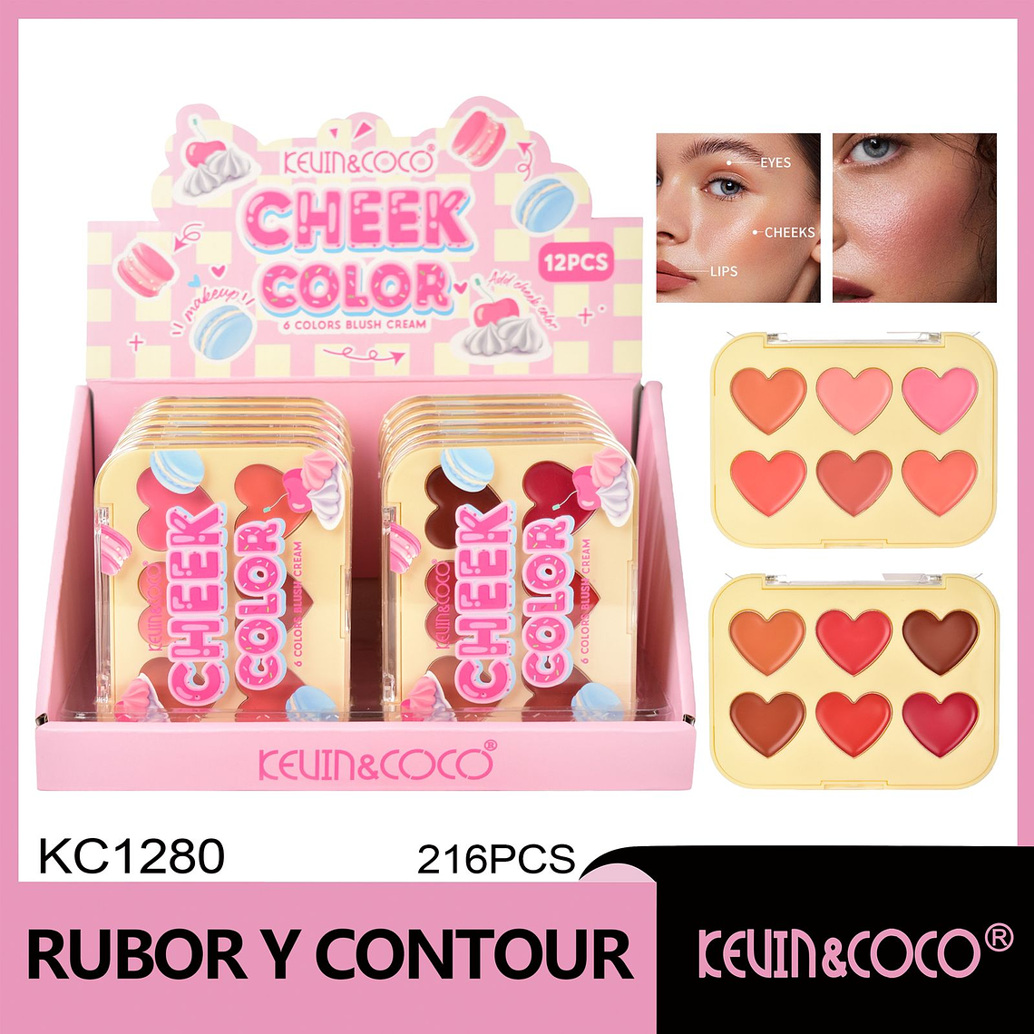 Rubor y Contorno en Crema colorete Sweetheart de seis colores  1