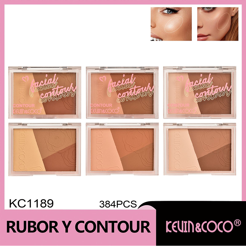   Contorno tricolor rosa brumoso suave  Rubor y contorno