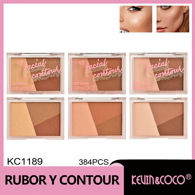   Contorno tricolor rosa brumoso suave  Rubor y contorno 1