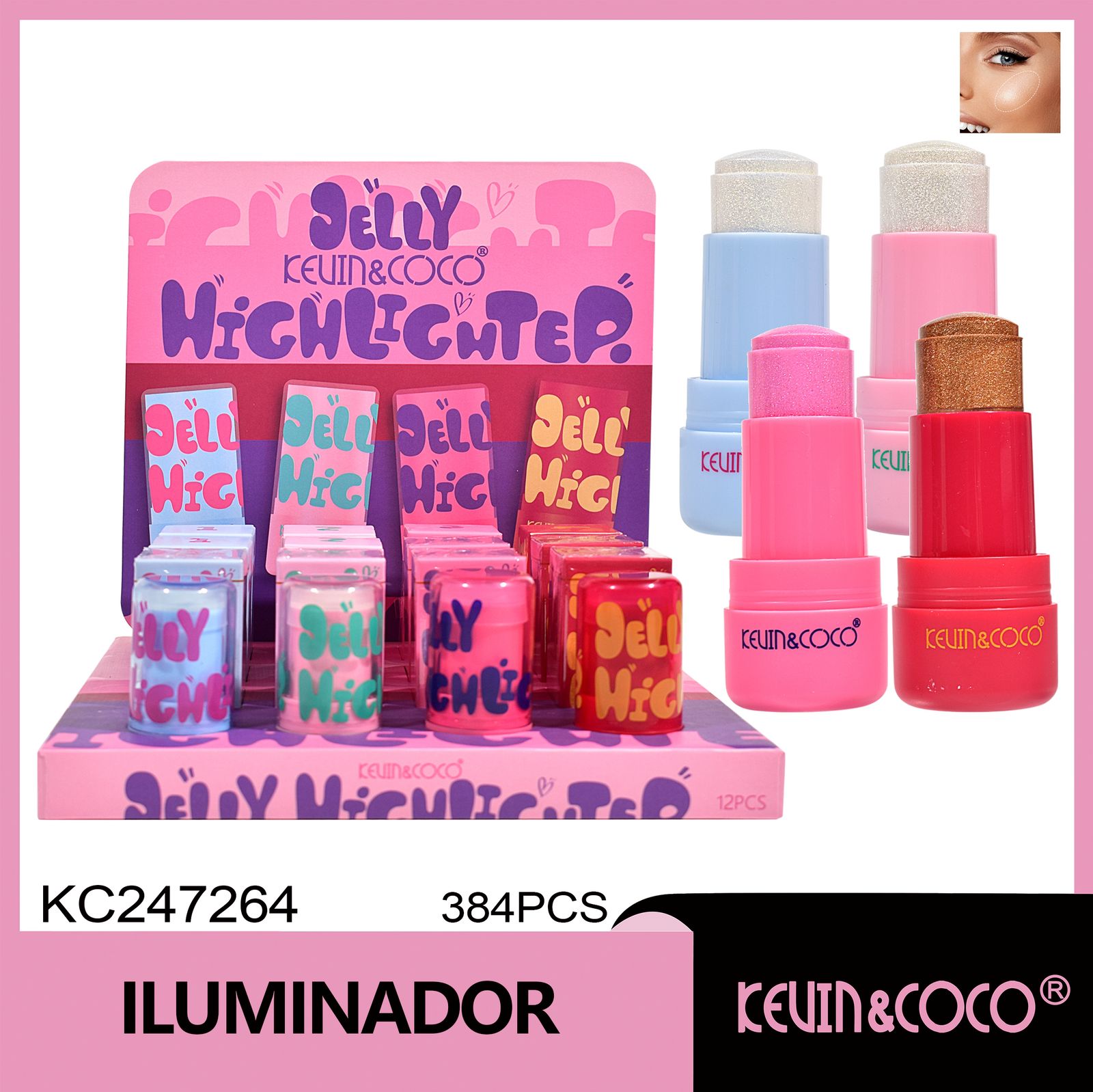   Contorno tricolor rosa brumoso suave  Rubor y contorno