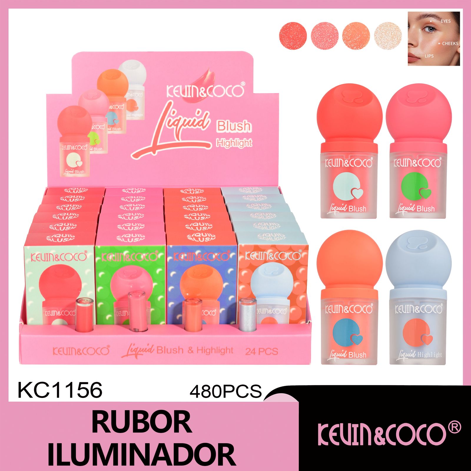 Colorete e iluminador líquido de granada de 8 colores (Grupo A)  rubor e iluminador