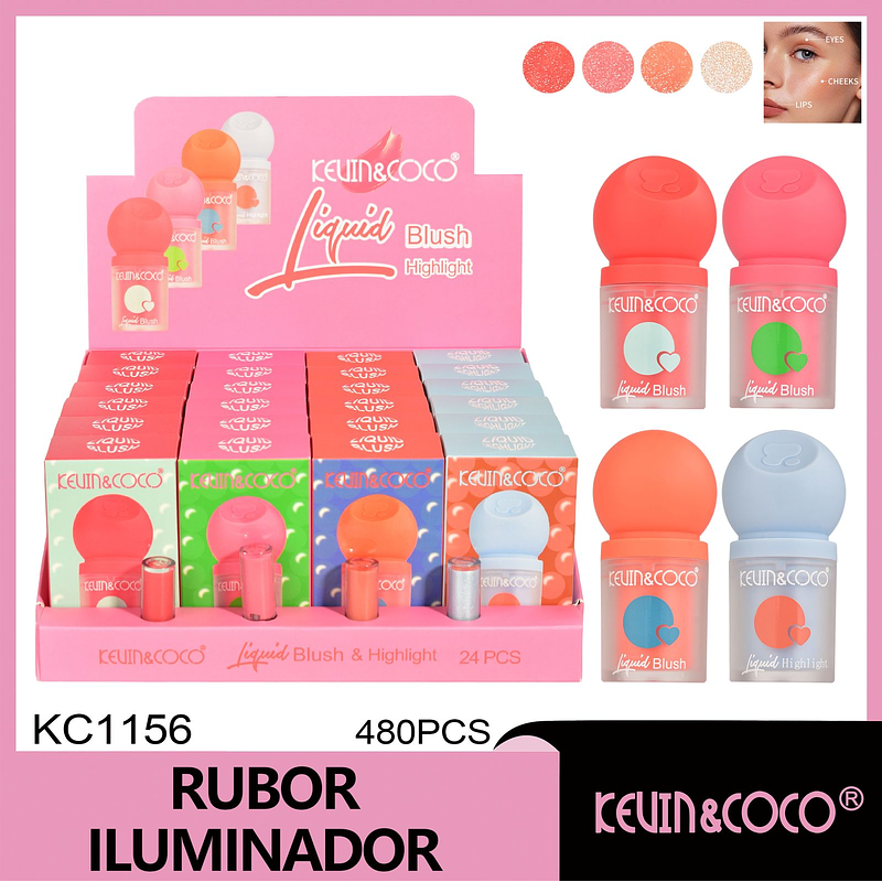 Colorete e iluminador líquido de granada de 8 colores (Grupo A)  rubor e iluminador