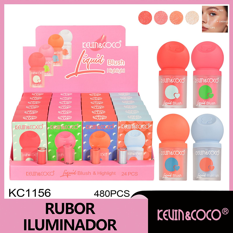 Colorete e iluminador líquido de granada de 8 colores (Grupo A)  rubor e iluminador 1